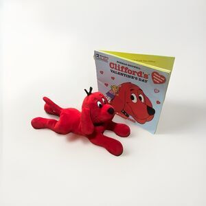 Vintage Clifford the Big Red Dog Stuffed Animal Book Set Scholastic plushie toy